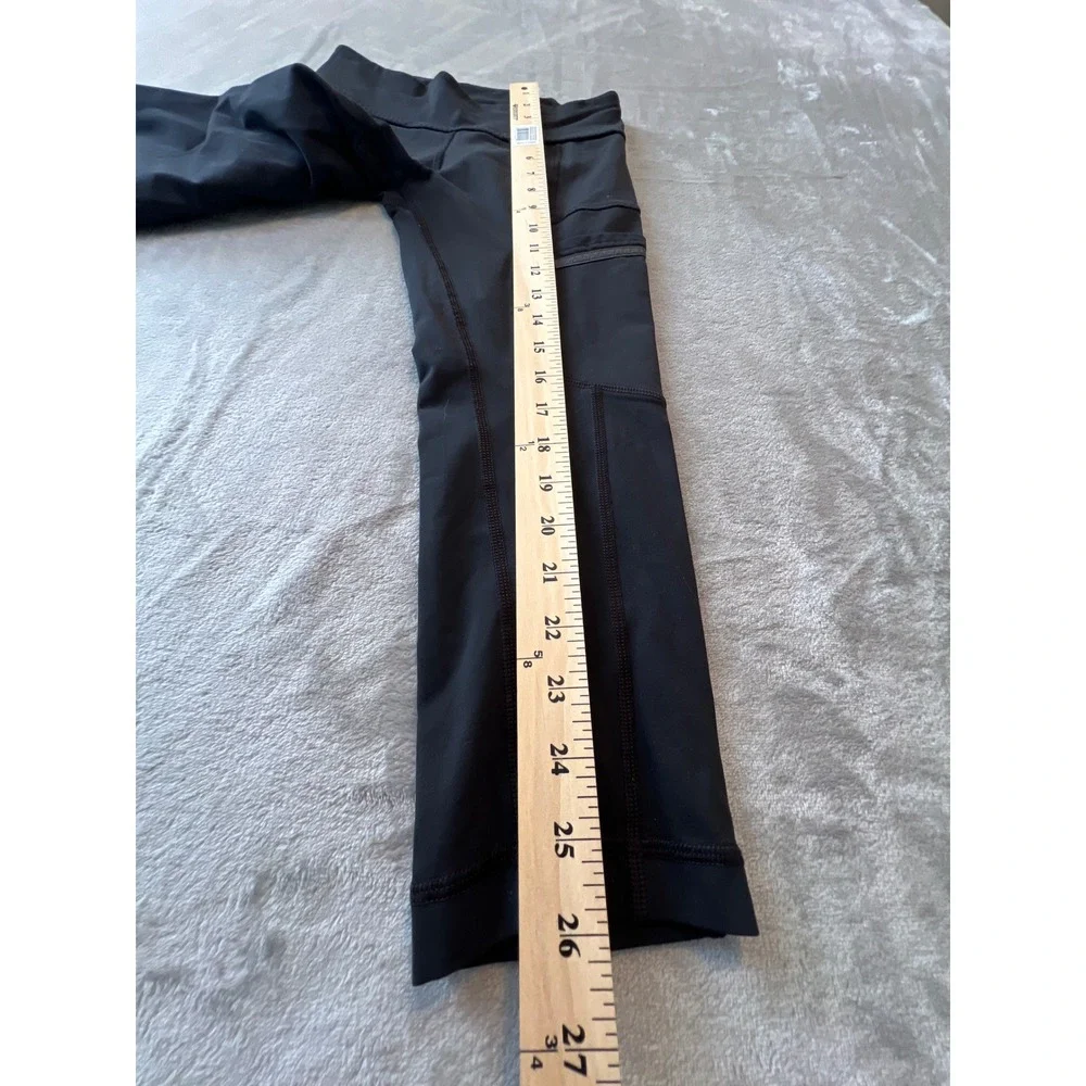 Lululemon Cargo Crop Leggings Womens 4 Black Pocket Athletic Yoga Pants
